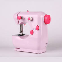 Máquina de coser portátil, Mini máquina de coser con luz nocturna, textil multifuncional para el hogar con Pedal para principiantes, color rosa 2024 - compra barato