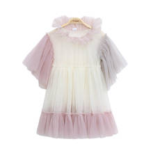 Vestido de princesa infantil feminino, vestido de renda com camisa estilingue e 2 peças, novo, 2021 2024 - compre barato