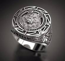 New 2021 Mens Viking Fashion Warrior Wolf Head Men's Ring Retro Celtic Wolf Totem Ring Punk Party Jewelry 2024 - buy cheap