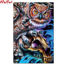 Full Drill 5d Diy Diamond Painting Owl And Bear Skull Diamond Embroidery Square Mosaic Cross Stitch Home Living Room Decoration 2024 - buy cheap