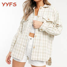 Elegant Plaid Shirts Women Thick Wool Vintage Long Blouse Jacket Winter Overshirt Womens Blouse Casual Wool Blend Coat Female 2024 - buy cheap