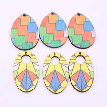 5pcs Retro Stripe Oval Drop Earring Charms Wooden Findings Fashion Earrings Necklace Keychain Wood Accessory Charm Jewelry Make 2024 - buy cheap