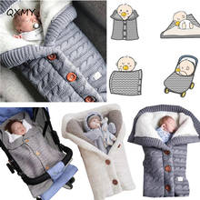 Saco de dormir para bebês recém-nascidos, envelope de saco de dormir para crianças, cobertor enrolador para carrinho de bebê, malha, quente, outono e inverno 2024 - compre barato