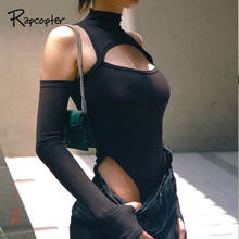 Rapcopter Hollow Out Sexy Bodysuits Turtleneck Long Sleeve Playsuits Skinny Bodycon Women Clubwear Streetwear Autumn Winter New 2024 - buy cheap