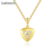 LUOTEEMI Triangle Cute Fashion Long Pendant Necklace for Women New Arrival Simple Design Flower Long Cubic Zircon Link Chain 2024 - buy cheap