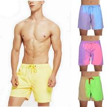 Shorts de praia masculino, mudança de cor mágica, calções de banho de verão, roupas de banho de secagem rápida, dropshipping 2024 - compre barato