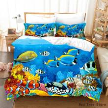 3D Ocean Fish Bedding Set Duvet Cover Sea Animal Bed Linen Kids Boys Home Textile Bedclothes Swimming Fish Twin Full Size Set 2024 - buy cheap