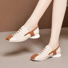 Retro Spring Autumn Plus Size 41 42 Women Genuine Leather Pumps Ladies Patchwork Sewing Zipper Square Toe Casual Shoes 200106 2024 - buy cheap