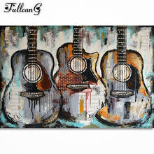 FULLCANG-pintura de diamante 5d diy de guitarra Retro, bordado de diamantes de imitación cuadrados y redondos, kit de decoración de pared, FG0016 2024 - compra barato