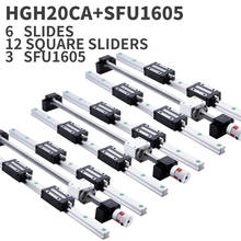 6 set Square Linear guide rail HGR20- 400/1000/1300mm + SFU1605 Ball screw + BK BF12 CNC parts Automatic manual adjustment 2024 - buy cheap