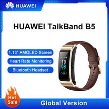 Оригинальный фитнес-браслет Huawei TalkBand B5, умные браслеты, спортивный трекер, Bluetooth-гарнитура, наушники с функцией отслеживания пульса и сна 2024 - купить недорого