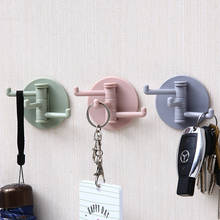 1PCS Bathroom Hooks Creative Seamless Paste 3 Branch Rotating Hook Kitchen Bathroom Storage Wall Hook Shower Hook Dropshipping 2024 - buy cheap