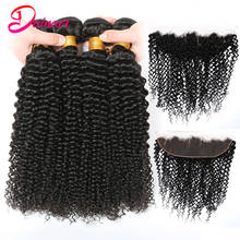 Indian Afro Kinky Curly Bundles With Closure 13x4 Lace Frontal With Bundles Human Hair Bundles With Frontal Closure Remy Hair 2024 - buy cheap
