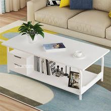 E600 Household Living Tea Table Modern Simple Creative Side Table Density Board Steel Frame Square End Table With Two Drawers 2024 - buy cheap