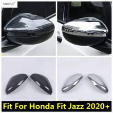 Cubierta protectora para espejo retrovisor, Kit Exterior de aspecto de fibra de carbono y cromo ABS, para Honda Fit Jazz GR 2020 2021 2024 - compra barato