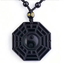 Natural  Black Obsidian Yin Yang Pendant With Beads Chain Men's Jewelry Women's Jewelry Jade Pendant 2024 - buy cheap