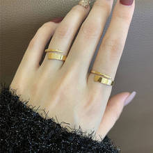 Anéis vintage simples para mulheres, anéis escalonados de aço inoxidável com índice de ouro rosa, acessórios góticos 2024 - compre barato