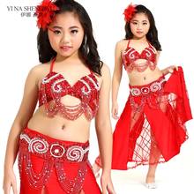 New Belly Dance Costume Performance Wear 3pcs Set Bra&Belt&Skirt Girls Dance Children Bellydance Dancing Set Clothes For Kids 2024 - buy cheap