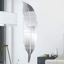 3D зеркальный виниловый стикер на стену с перьями, наклейка DIY для художественного оформления комнаты, съемная настенная бумага, домашний декор 2024 - купить недорого