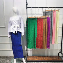 Muslim Women Long Skirt Glitter Bodycon Pencil Maxi Skirts Elastic Stretch High Waist Abaya Dubai Kaftan Turkey Islamic Dress 2024 - buy cheap