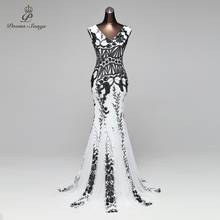 PoemsSongs V-neck Mermaid Evening Dress prom gowns Formal Party dress vestido de festa Backless Elegant Sequin robe longue 2024 - buy cheap