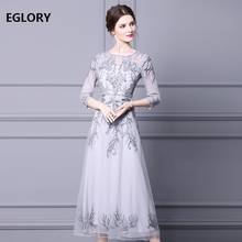 XXXL Long Dress Plus Size Clothing 2021 Spring Summer Party Evening Women O-Neck Luxurious Embroidery Beading Long Maxi Gowns 2024 - buy cheap