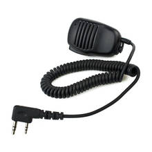 Mini caixa de som ptt com 2 pinos, microfone para baofeng kenwood, walkie talkie, rádio de duas vias 2024 - compre barato