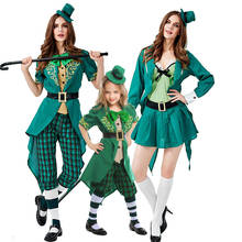 Parent-Child Carnival Halloween St. Patrick's Day Leprechaun Costume Ireland Elf Parade Cosplay Fancy Party Dress 2024 - buy cheap