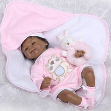 Little girl bebe reborn silicone doll 40cm lifelike African newborn babies alive doll playmate black skin newborn rebirth dolls 2024 - buy cheap