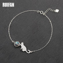 Ruifan Cute Cat Natural Moonstone Ladies' Bracelets 925 Sterling Silver Bracelet for Women Trendy Birthday Gift Jewelry YBR081 2024 - buy cheap