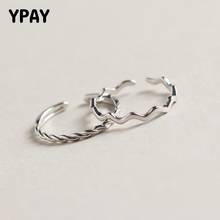 Женские волнистые Открытые Кольца YPAY, кольца из 100% серебра с волнистым покрытием, простой стиль, гипоаллергенные ювелирные изделия, YMR752 2024 - купить недорого