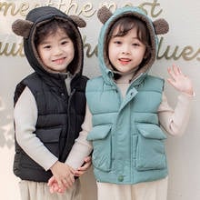 Autumn Winter Children's Outer Wear Down Cotton Thickened Vest Baby Girls Boys Lamb Wool Warm Hooded Vest For Children Waistcoat 2024 - buy cheap