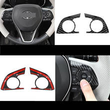 Adesivo decorativo de fibra de carbono para volante de carro, 3 peças, para toyota rav4 rav 4 xa50 corolla 2019 2020 acessórios de volante 2024 - compre barato