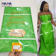 Tela de encaje africano verde para mujer o hombre, tela Bazin Riche nigeriana de alta calidad, Material Tissu para vestido de boda, 5 yardas, 2021 2024 - compra barato