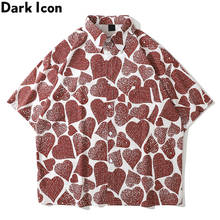 Dark Icon Heart Full Printed Oversize Hawaiian Shirt Men Summer Loose Men's Shirts Male Top 2024 - buy cheap