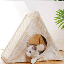 Sisal-saco de dormir para gatos, tenda triangular, dobrável, com placa, para animais de estimação, brinquedo para arranhar, sisal 2024 - compre barato