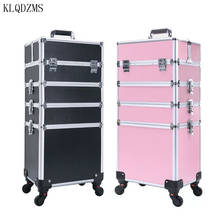 Klqdzms carrinho maleta profissional de cosméticos, mala para maquiagem, mala de viagem para mulheres, rodas 2024 - compre barato