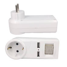 Tomada de conversão 16a 250v, portas usb duplas, tipo europeu, com interruptor, ue para alemanha, coreia, soquetes de tomada 2024 - compre barato