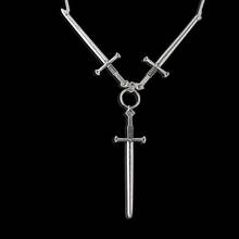 Gothic Punk Jewelry Three of Swords Pendant Necklace Retro Hip Hop Long Necklace for Women Men Choker Jewelry 2024 - buy cheap