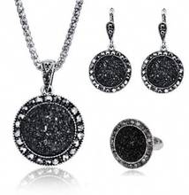Conjuntos de joias góticas para mulheres, colar de anéis, brincos, pingente preto, novo berloque, acessórios da moda, 2021 2024 - compre barato