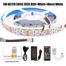 5M RGBCCT LED Strip Light with IR Remote Control DC12V 5050 2835 180Leds/m Flexible LED Tape Ribbon Diode Light EU US UK AU Plug 2024 - buy cheap