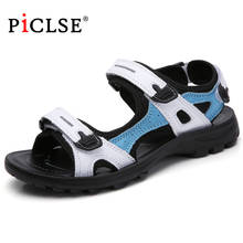 Sandalias clásicas de piel auténtica para mujer, zapatos de verano, sandalias femeninas de playa al aire libre, talla grande 41 2024 - compra barato