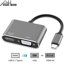 2 в 1 USB C HDMI Type C к VGA адаптер USB 3,1 Type C к HDMI 4K адаптер аудио видео конвертер адаптер для ноутбука Macbook Pro 2024 - купить недорого