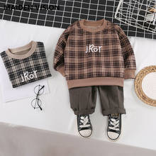 2021 spring Kid Boy Girl Clothing New Casual Tracksuit Long Sleeve lattice Sets Infant Clothes Baby Pants 1 2 3 4 Years wear 2024 - buy cheap