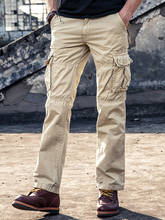 Мужские брюки карго, повседневные, с несколькими карманами, военные, большие размеры, тактические штаны, мужская верхняя одежда, армейские прямые Слаксы, длинные брюки для мужчин 2024 - купить недорого