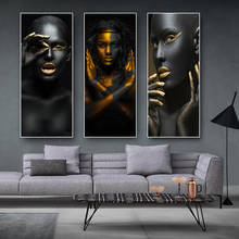 Preto e ouro mulher nua africana quadros em tela cartazes e impressões da arte parede para sala de estar decoração casa 2024 - compre barato