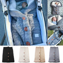 Newborn Baby Blanket Knit Crochet Swaddle Sleeping Bag Stroller Wrap Winter Warm Button Infant Button Sleeppacks 2024 - buy cheap