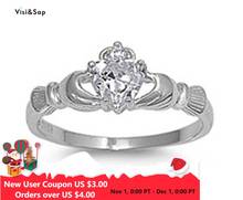 Visisap  Dropshipping Romantic Hand Holding Love Heart Rings for Women Colorful Zirconia Wedding Engagement Gifts Ring 9s301 2024 - buy cheap