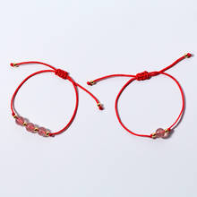 Colusiwei-pulsera de cristal rosa de la suerte para niña, brazalete de cuerda roja ajustable, joyería de plata de ley 925 2024 - compra barato