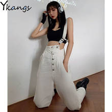 2020 vintage White Overalls high waist boyfriend Harem jeans for women Harajuku Loose Casual mom jeans Denim cargo pants trouser 2024 - buy cheap